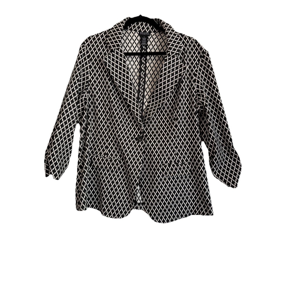 SOHO Apparel Ltd. Geometric Blazer Jacket Black White Women's XL
